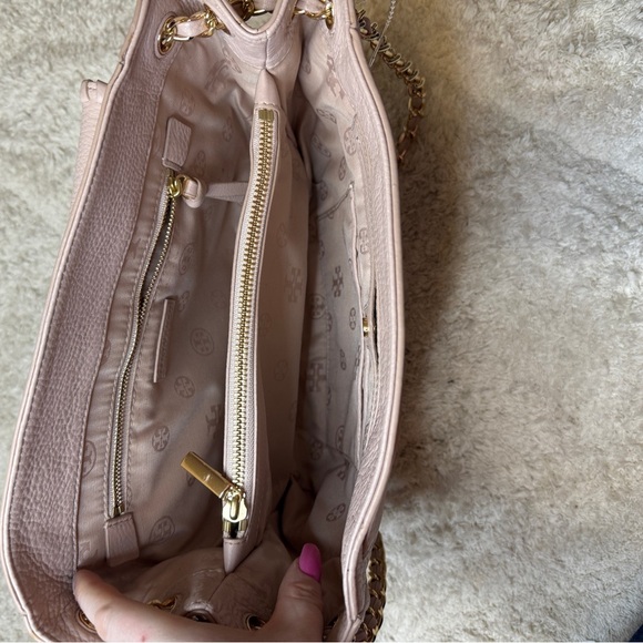 Tory Burch Pink Marion Flap Leather Shoulder Bag Blush - Picture 10 of 16